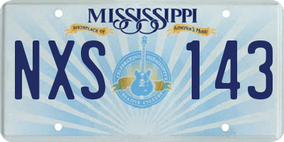 MS license plate NXS143