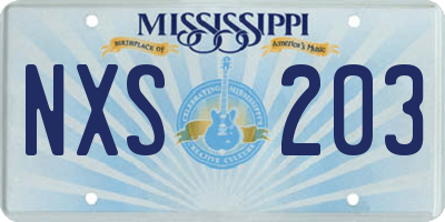 MS license plate NXS203