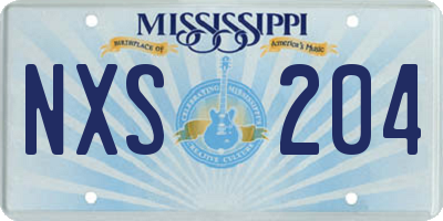 MS license plate NXS204