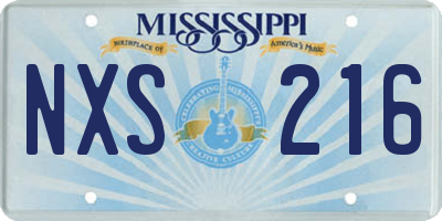 MS license plate NXS216