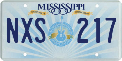 MS license plate NXS217