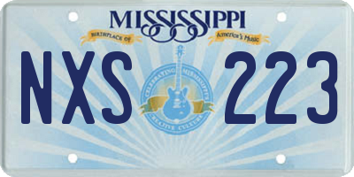 MS license plate NXS223