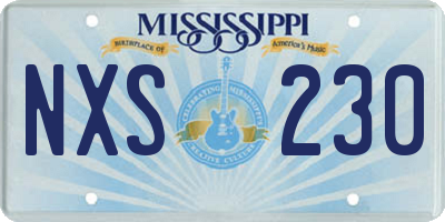 MS license plate NXS230