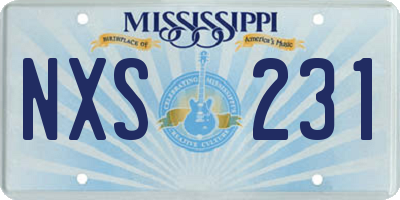 MS license plate NXS231