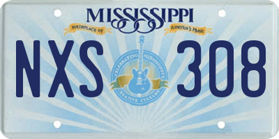 MS license plate NXS308