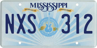 MS license plate NXS312