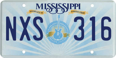 MS license plate NXS316