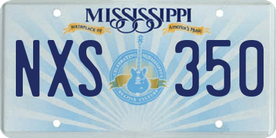 MS license plate NXS350