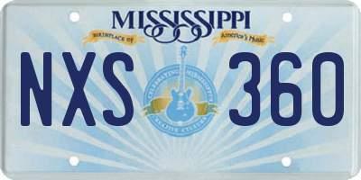 MS license plate NXS360