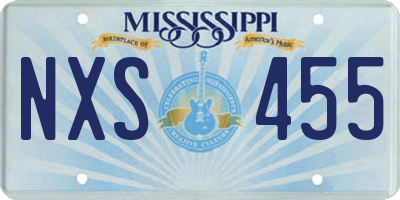 MS license plate NXS455