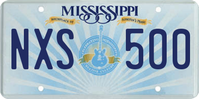 MS license plate NXS500