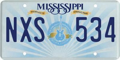 MS license plate NXS534