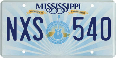 MS license plate NXS540