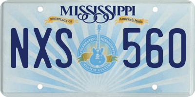MS license plate NXS560