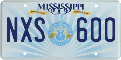 MS license plate NXS600