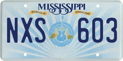 MS license plate NXS603