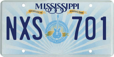 MS license plate NXS701