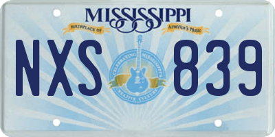 MS license plate NXS839