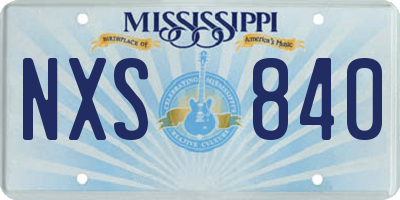 MS license plate NXS840