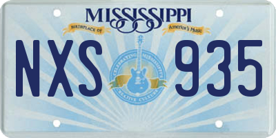 MS license plate NXS935
