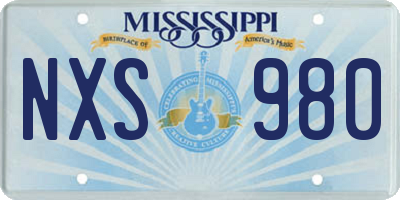 MS license plate NXS980