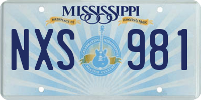 MS license plate NXS981