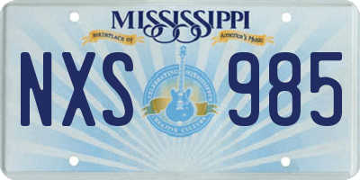 MS license plate NXS985