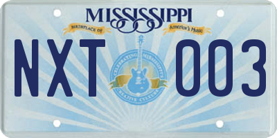 MS license plate NXT003