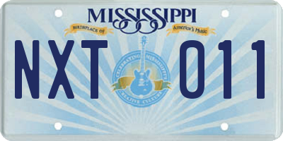 MS license plate NXT011