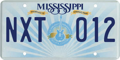 MS license plate NXT012