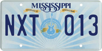 MS license plate NXT013