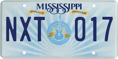 MS license plate NXT017