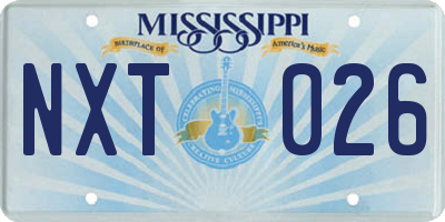 MS license plate NXT026