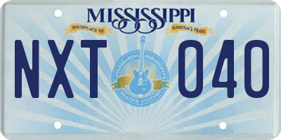 MS license plate NXT040