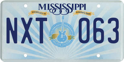 MS license plate NXT063