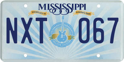 MS license plate NXT067