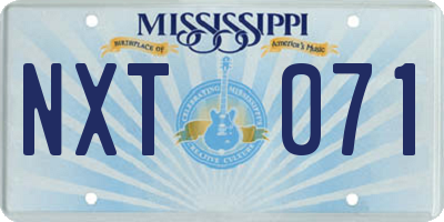 MS license plate NXT071