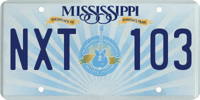 MS license plate NXT103