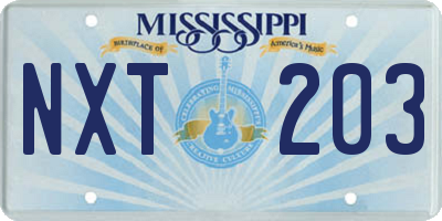 MS license plate NXT203