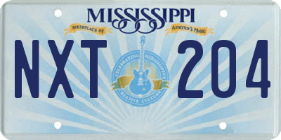 MS license plate NXT204