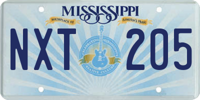 MS license plate NXT205