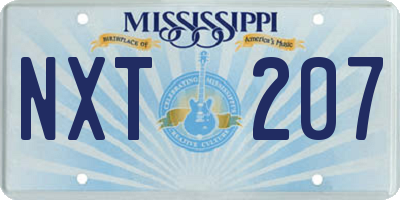 MS license plate NXT207