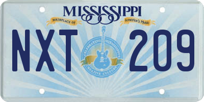 MS license plate NXT209