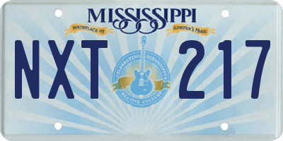 MS license plate NXT217