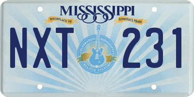 MS license plate NXT231
