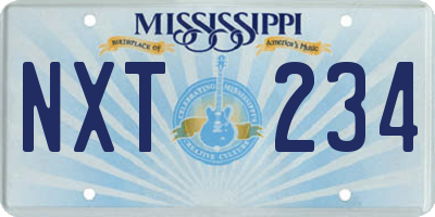 MS license plate NXT234