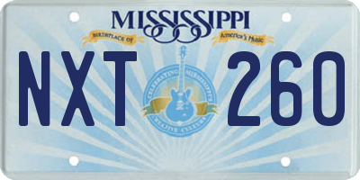 MS license plate NXT260