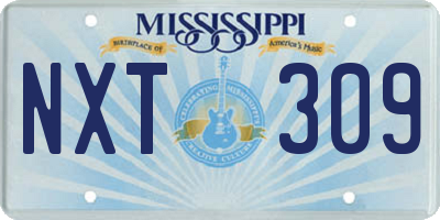 MS license plate NXT309
