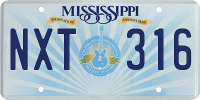 MS license plate NXT316