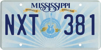 MS license plate NXT381